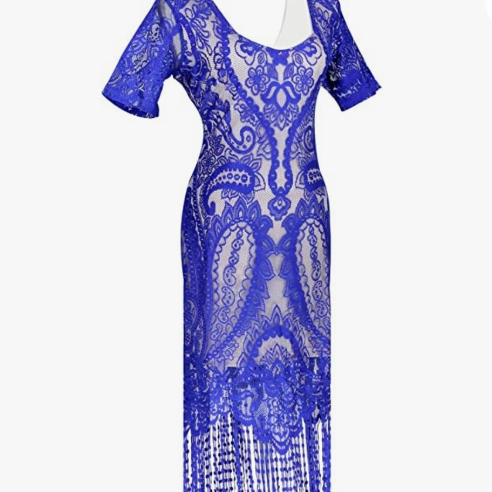 Vintage 💃👗 Lace Fringe Cocktail Dress